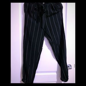 Med Black with white stripes summer pants NWOT